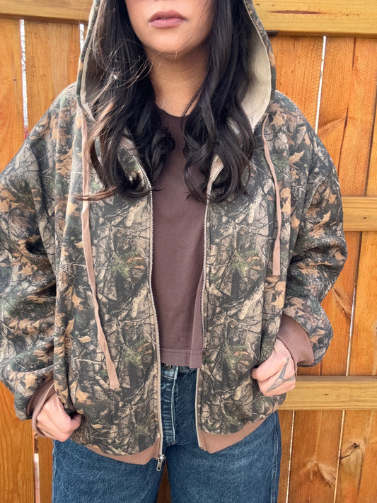 TICTOC - BAYOU Dark Woodland Camo Cloud Fleece Oversized ZipUp Hoodie