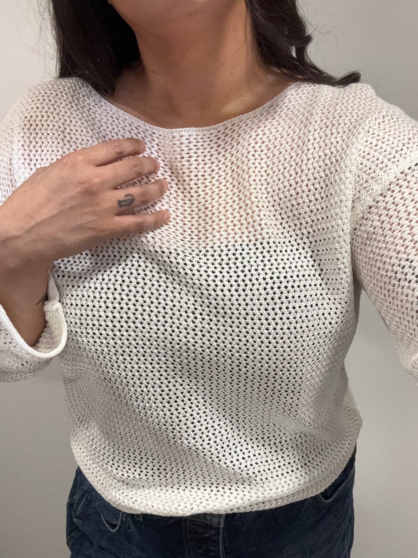 Bluivy - Open Knit Boat Neck Sweater