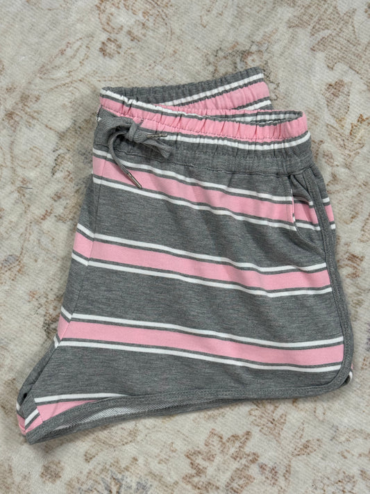 What's Your Sign stripe drawstring dolphin cut shorts