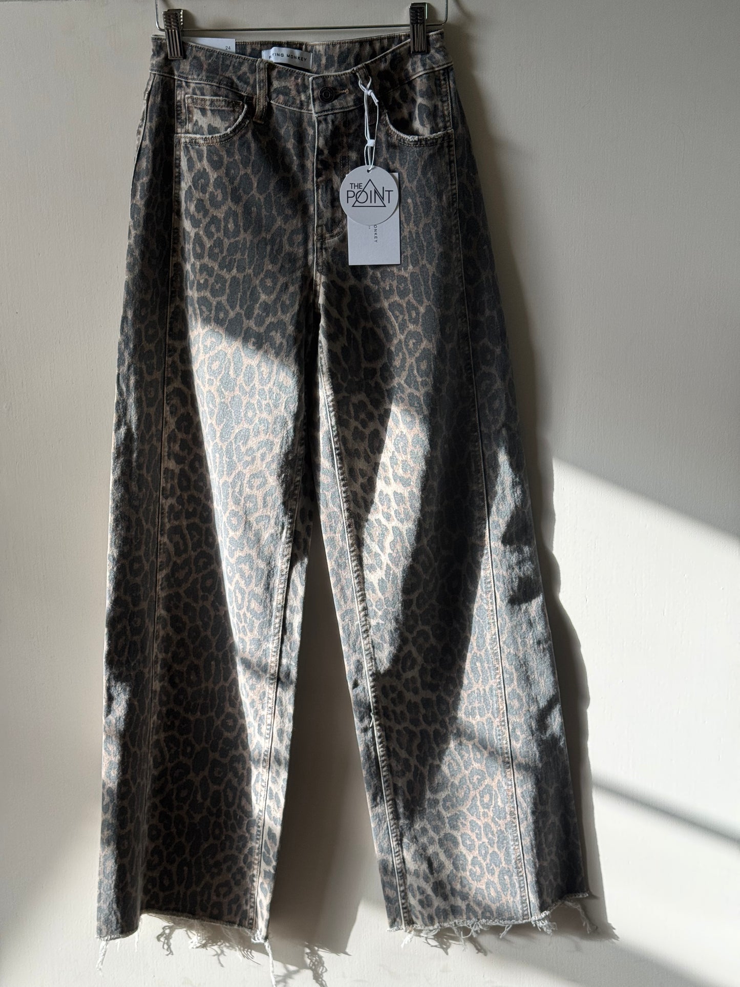 Flying Monkey - 32" Inseam Wide Leg High-rise Leopard Print Jeans