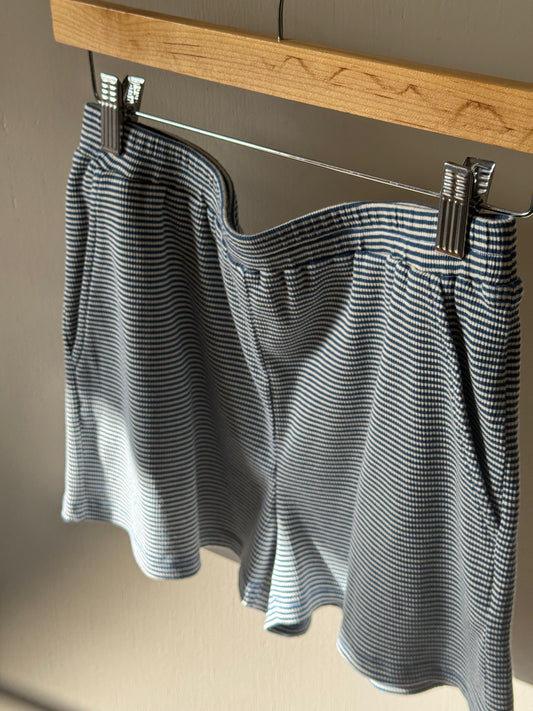 Things Between - Blue/White Striped Ribbed Lounge Shorts w/ Pockets