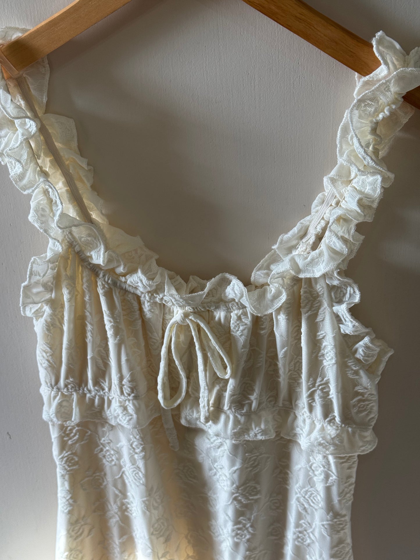 Le Lis - Cream Babydoll Style Shirred Lace Mini Dress