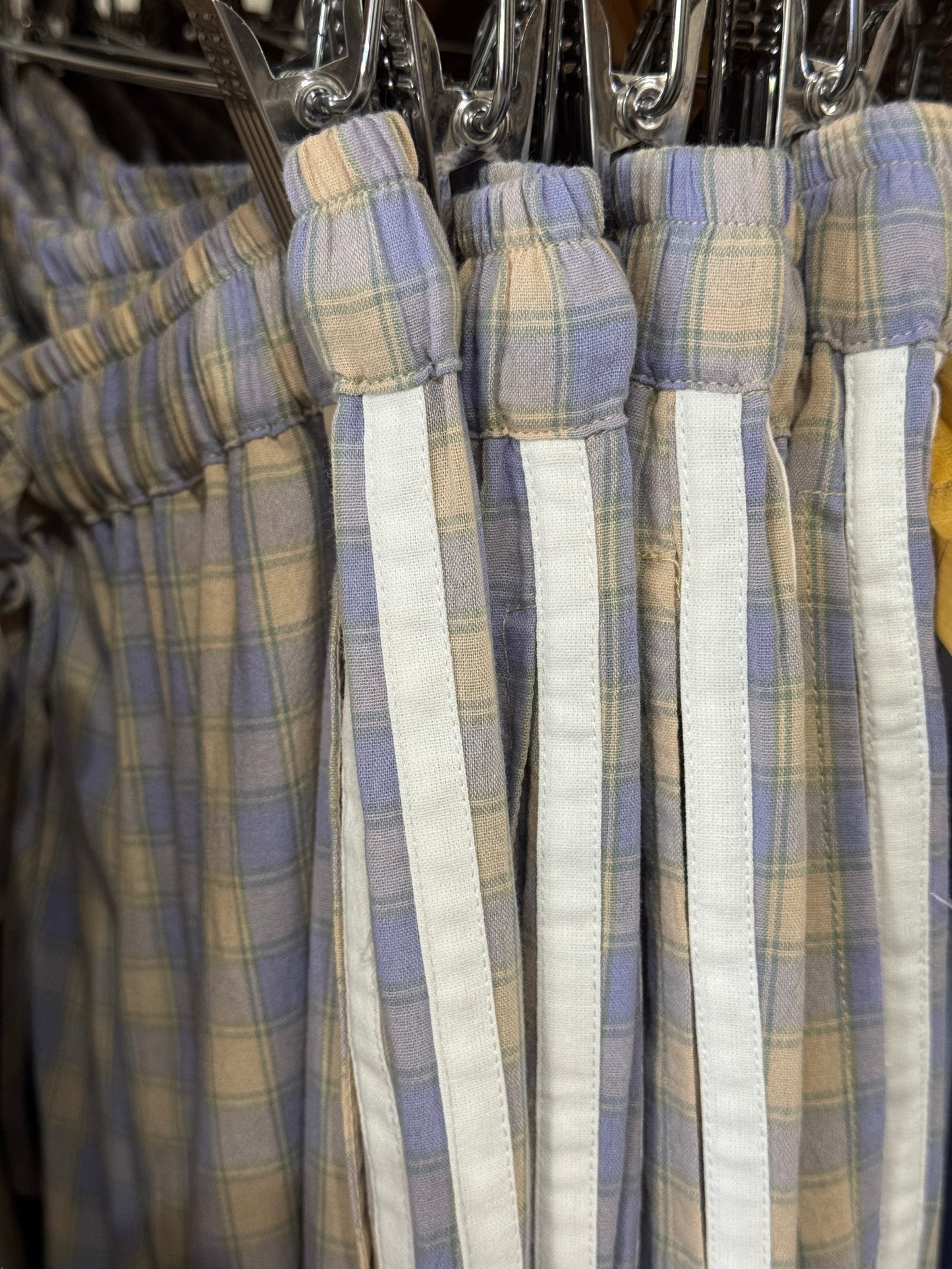 Wishlist - Blue/Taupe Woven Plaid Wide Leg Pants w/ Drawstring