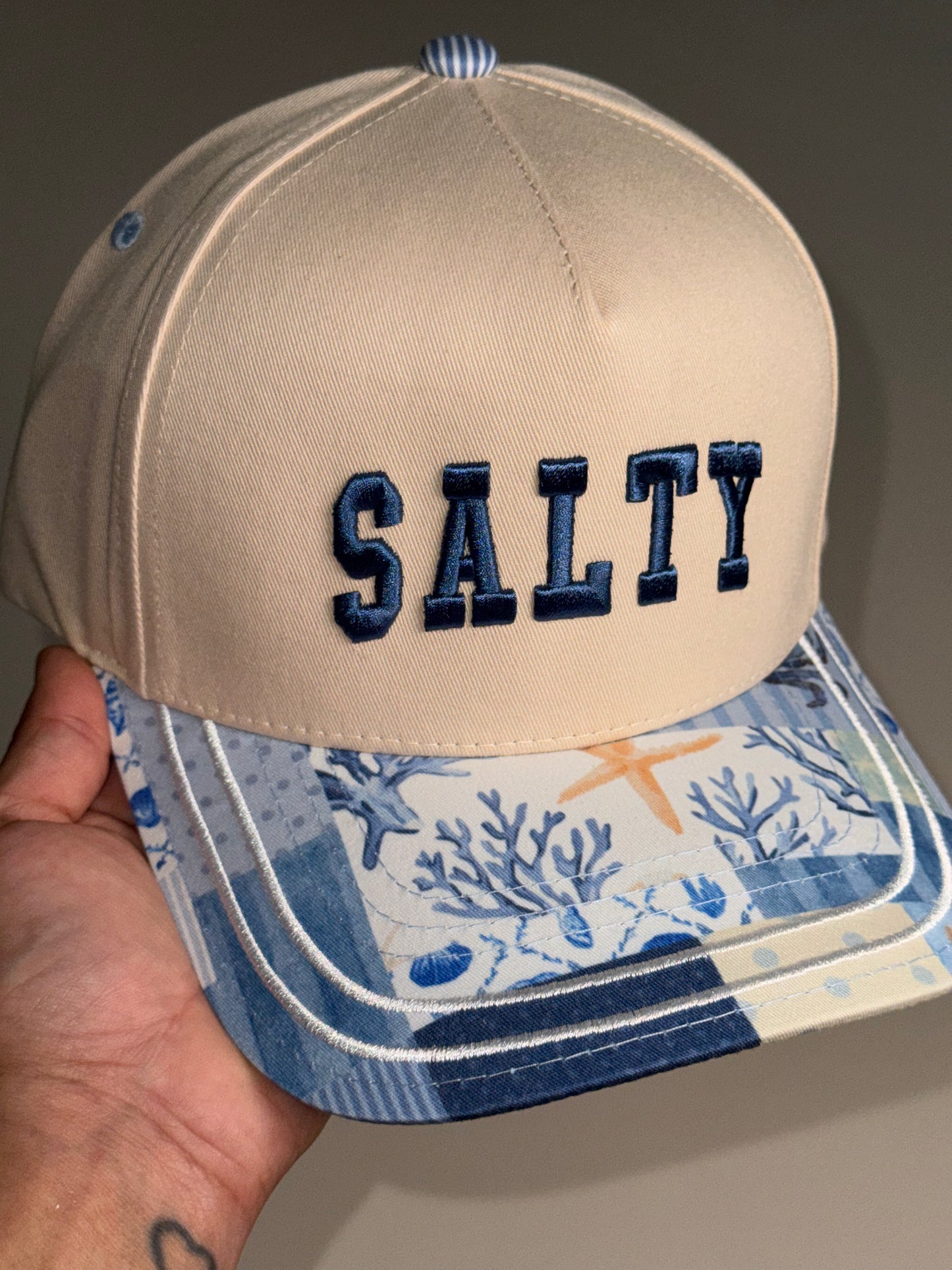 SALTY Letter Embroidered on Two Tone Trucker Hat