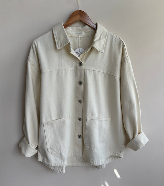 Wishlist - Cream Soft Structured Shacket w/ Pockets