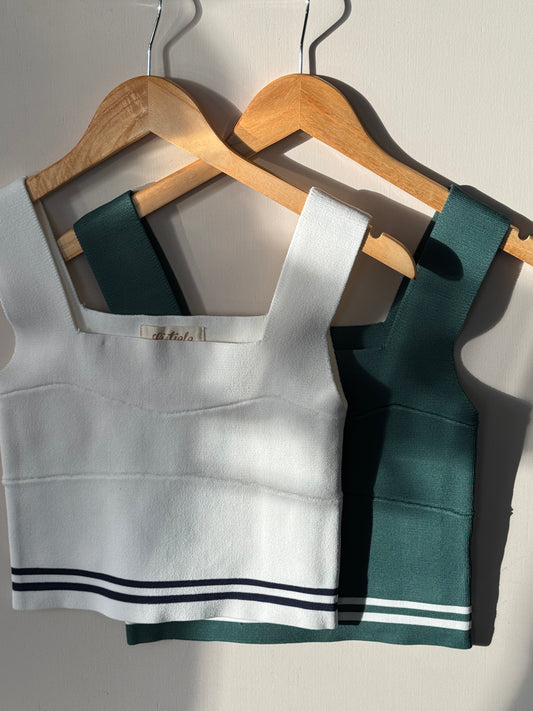 Listicle - Striped Square-neck Knit Brami Top