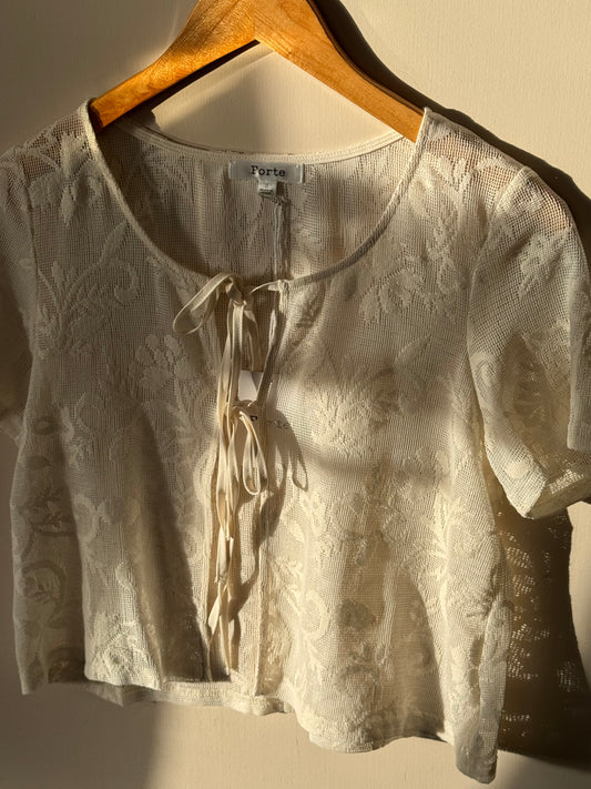 Forte by Listicle - Lacey Tie-front Top