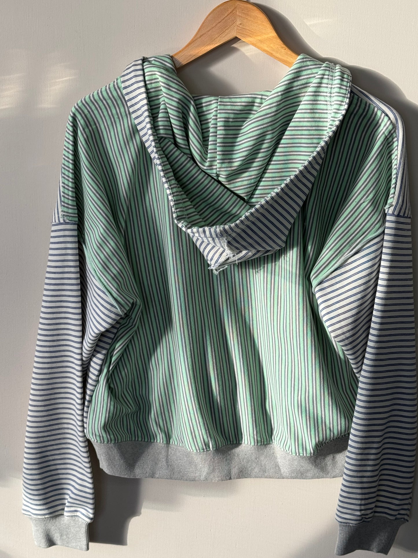 AEMI + CO - Blue/Green Striped Zip Hoodie