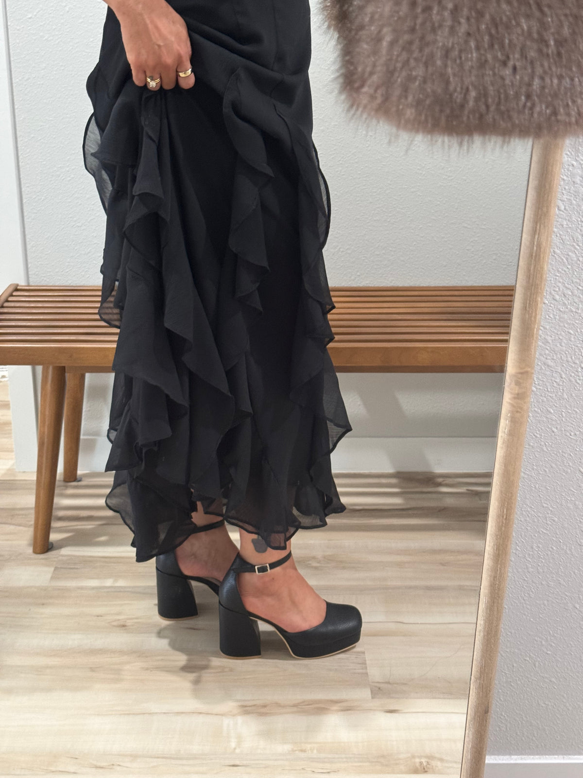 She Stole The Spotlight maxi ruffle hem dress