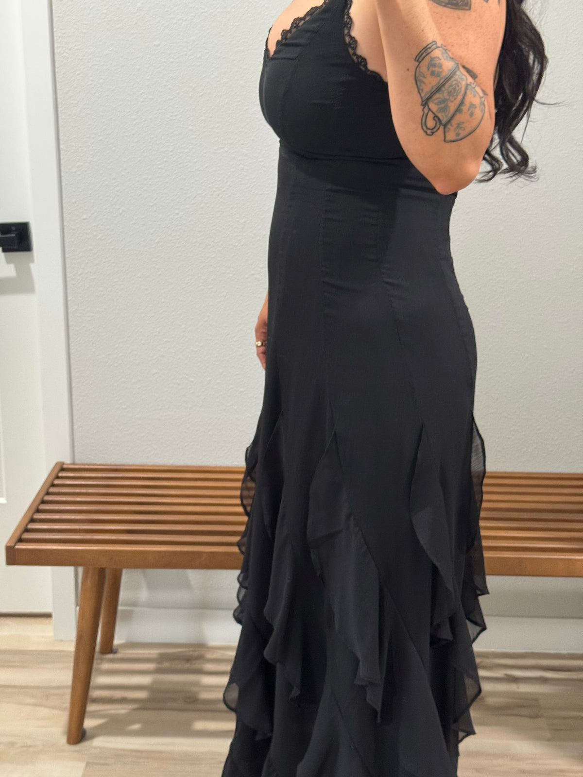 She Stole The Spotlight maxi ruffle hem dress