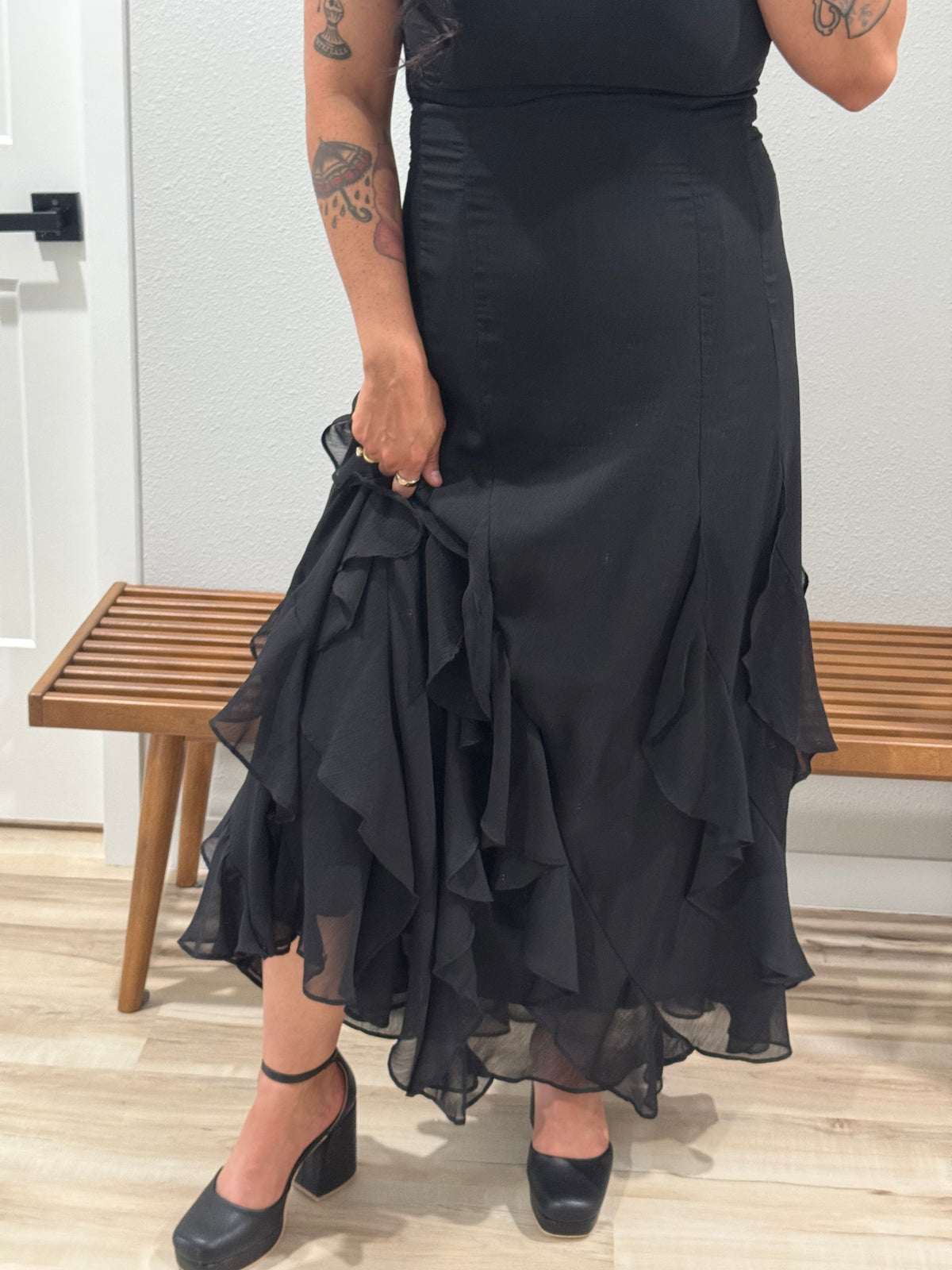 She Stole The Spotlight maxi ruffle hem dress