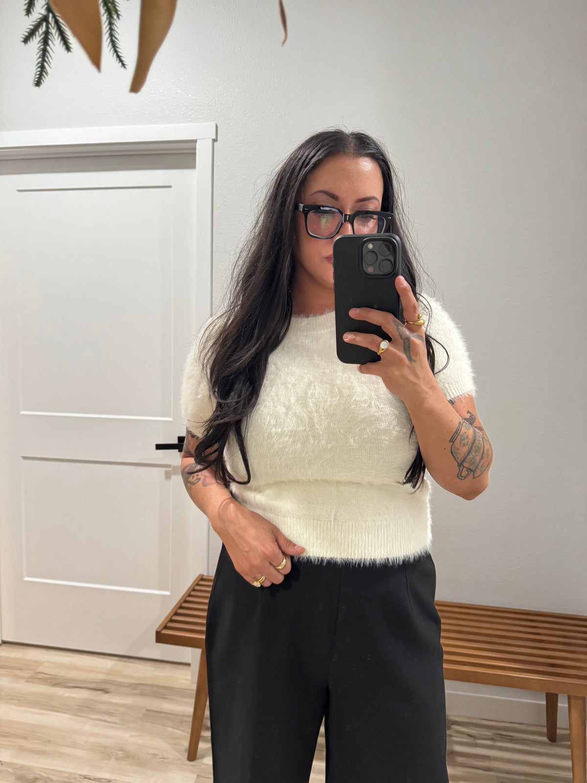 Night Is Young fuzzy pullover knit top