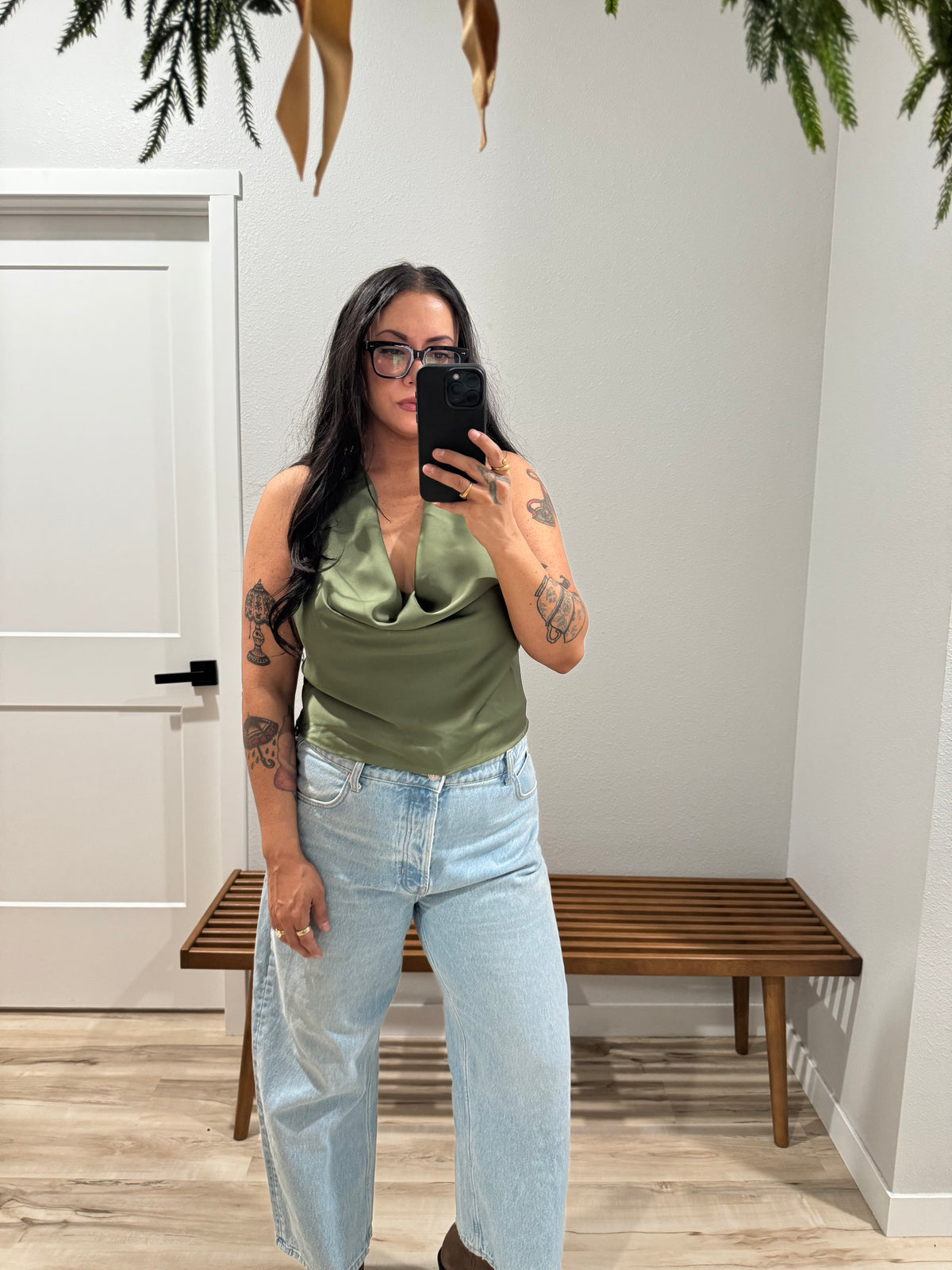 Let’s Go Out cowl neck backless top