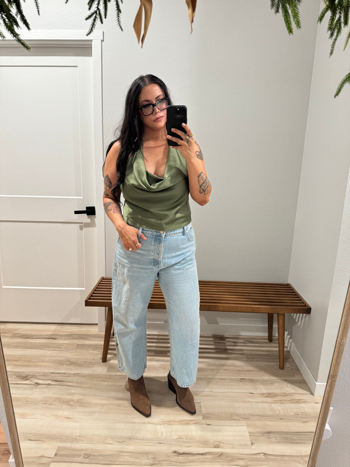 Let’s Go Out cowl neck backless top