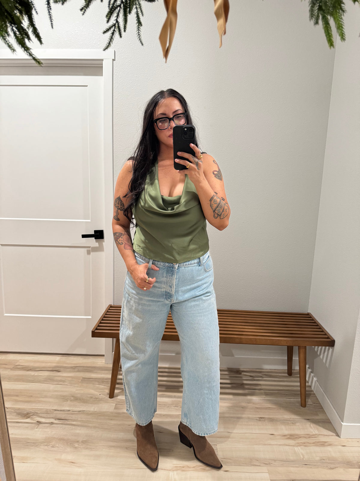 Let’s Go Out cowl neck backless top