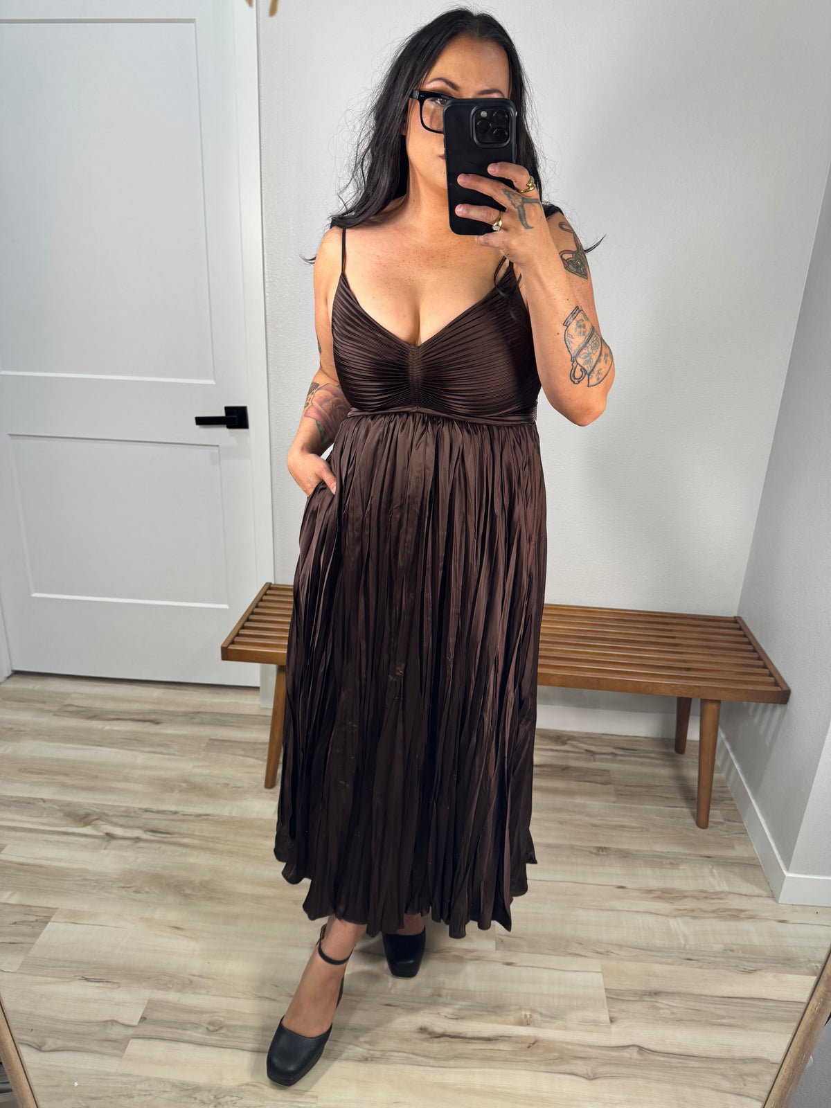Catch The Bouquet crinkle pleated dress