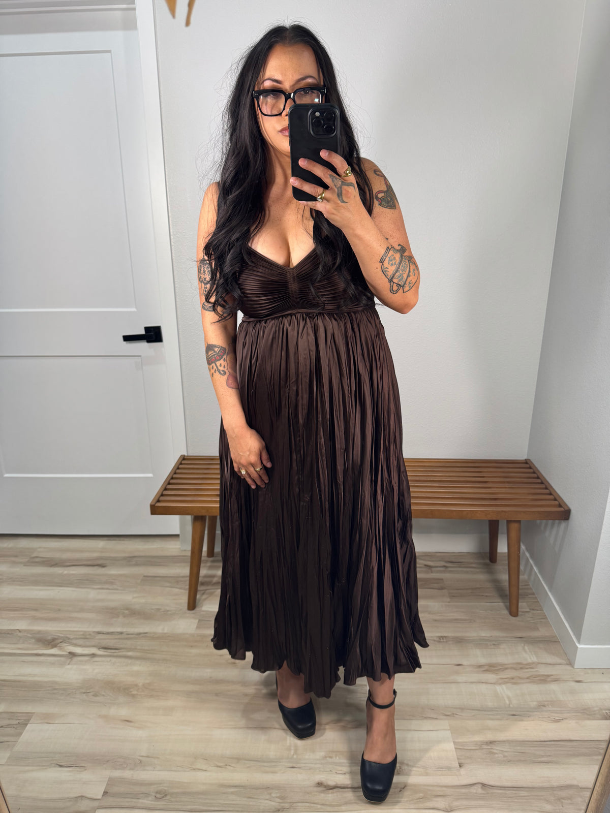 Catch The Bouquet crinkle pleated dress