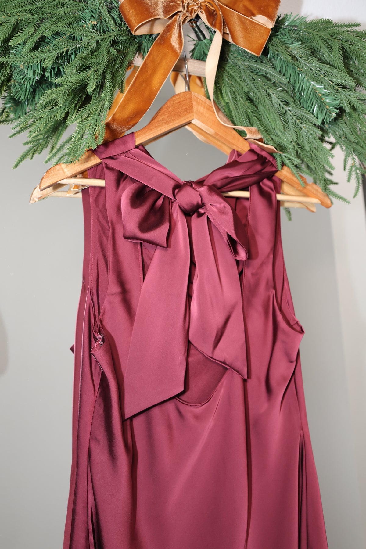 We Have Tonight cowl neck fitted tie back mini dress