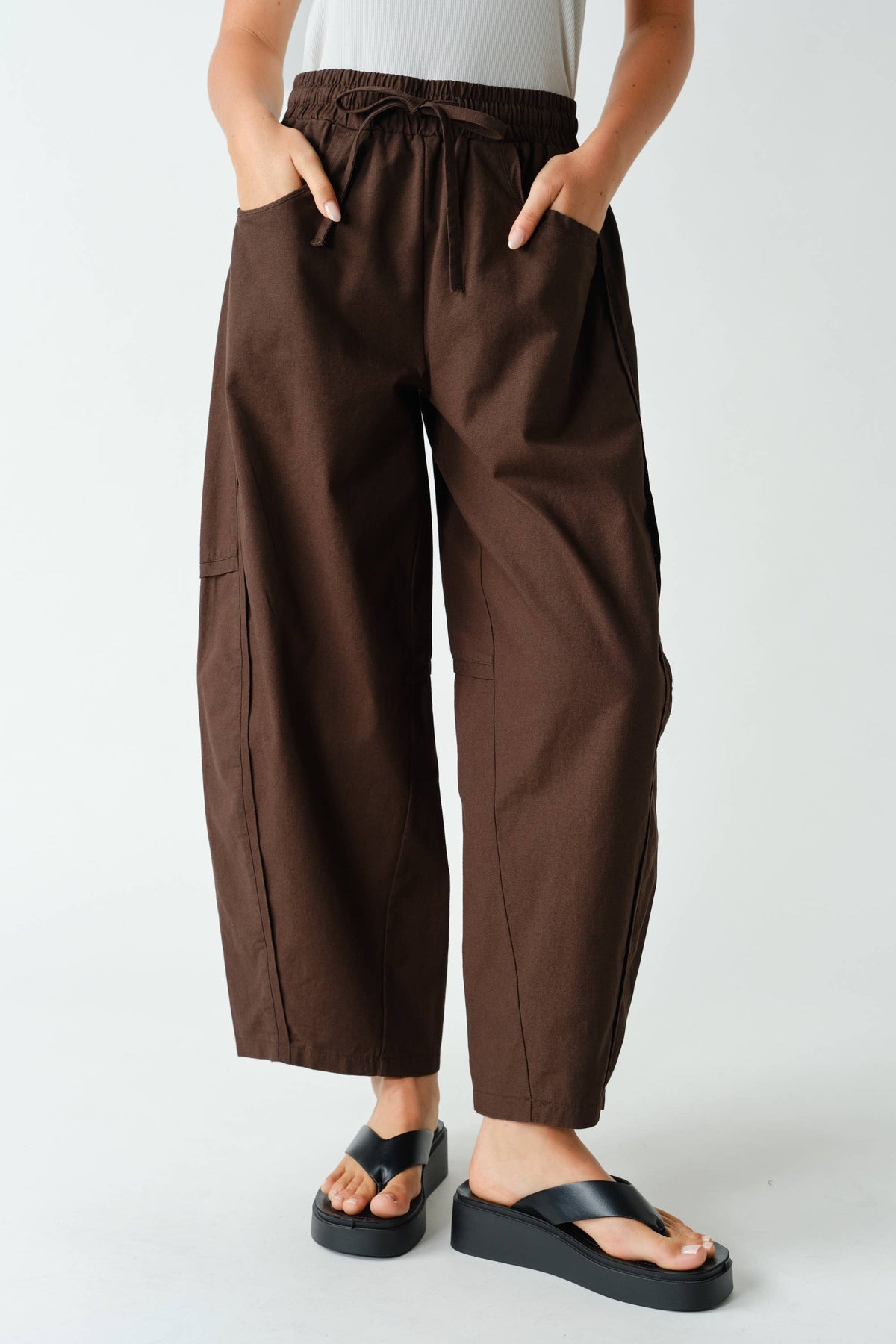 Mono B - Ember Cotton Barrel-Leg Utility Pants