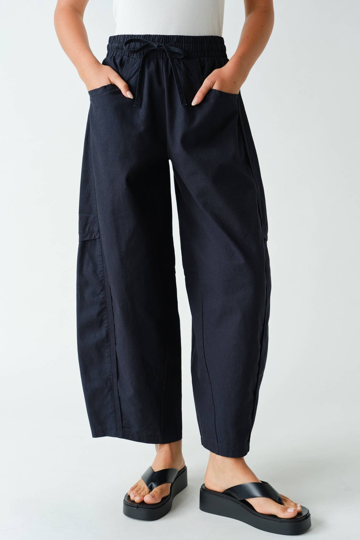 Mono B - Ember Cotton Barrel-Leg Utility Pants