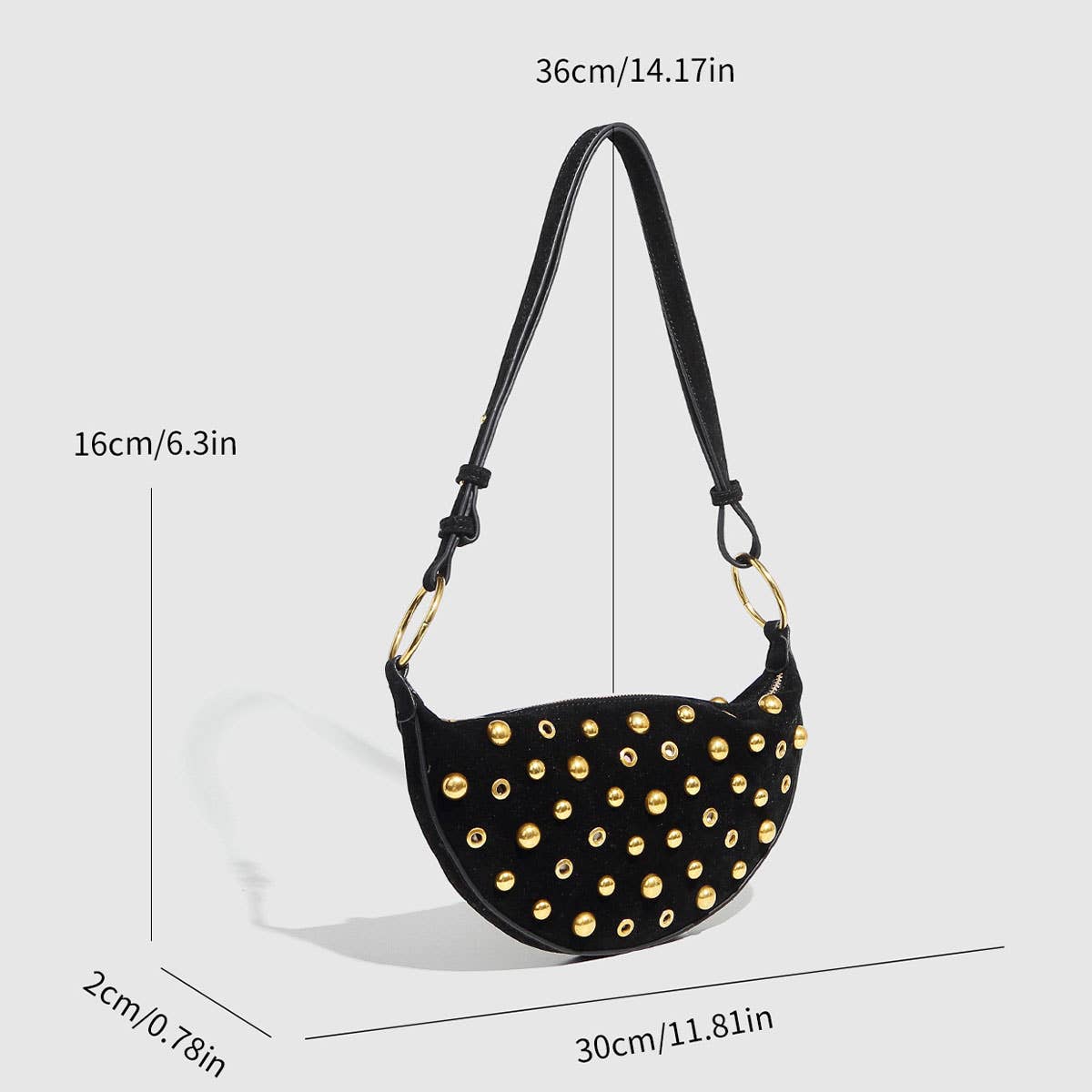 ACCITY - Stud & Grommet Shoulder Bag for Women