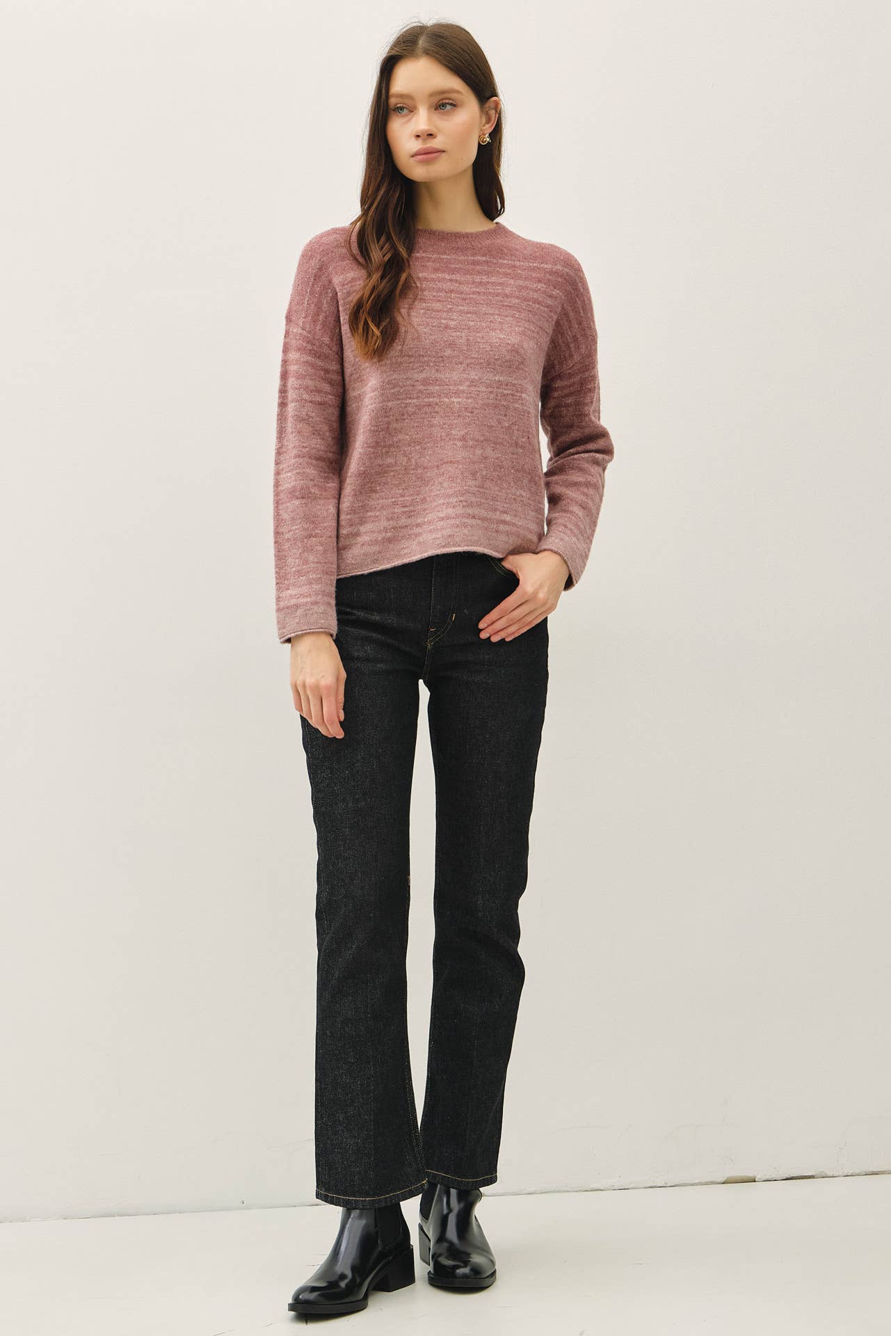 Be Cool - GRADIANT TONE STRIPED BOXY CUT SWEATER TOP