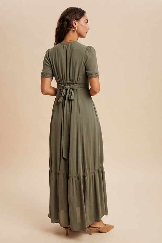 In Loom - LACE TRIM BUTTON DOWN MAXI DRESS
