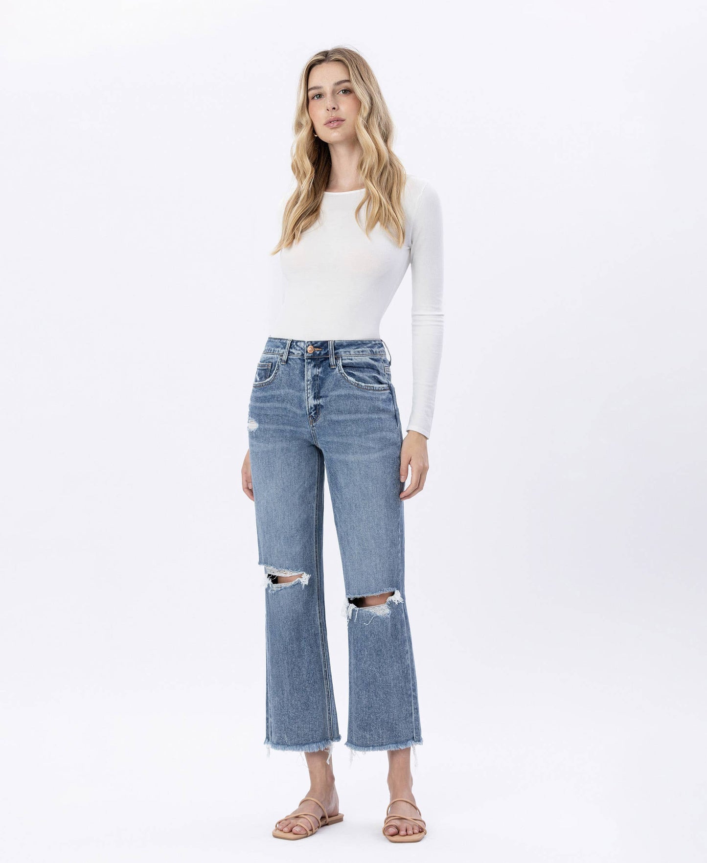 FLYING MONKEY - HIGH RISE DISTRESSED DAD JEANS