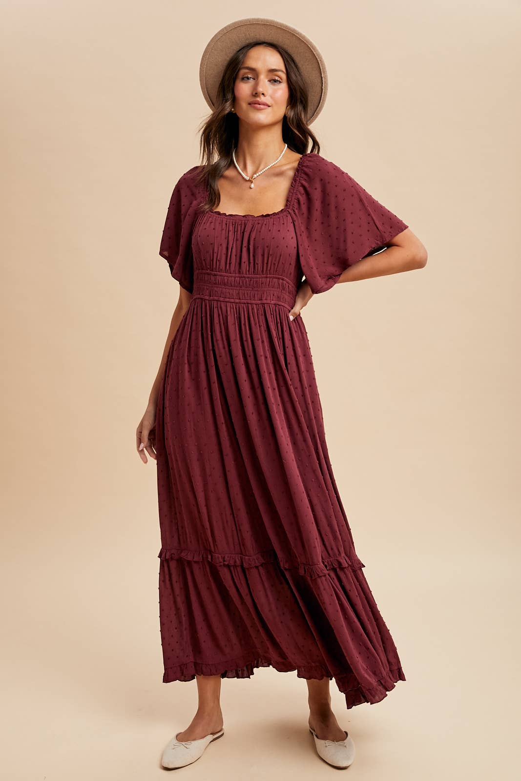 In Loom - SWISS DOT FLUTTER SLEEVE MAXI