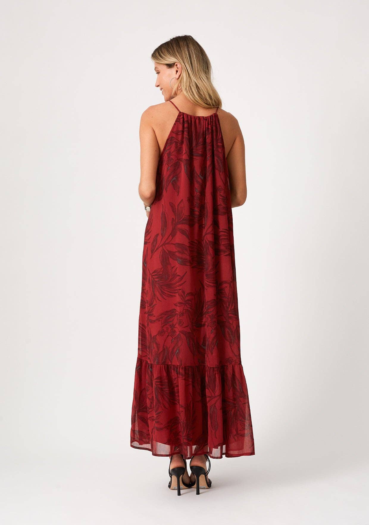 Lovestitch - Flowy Floral Tie Front Halter Maxi Dress