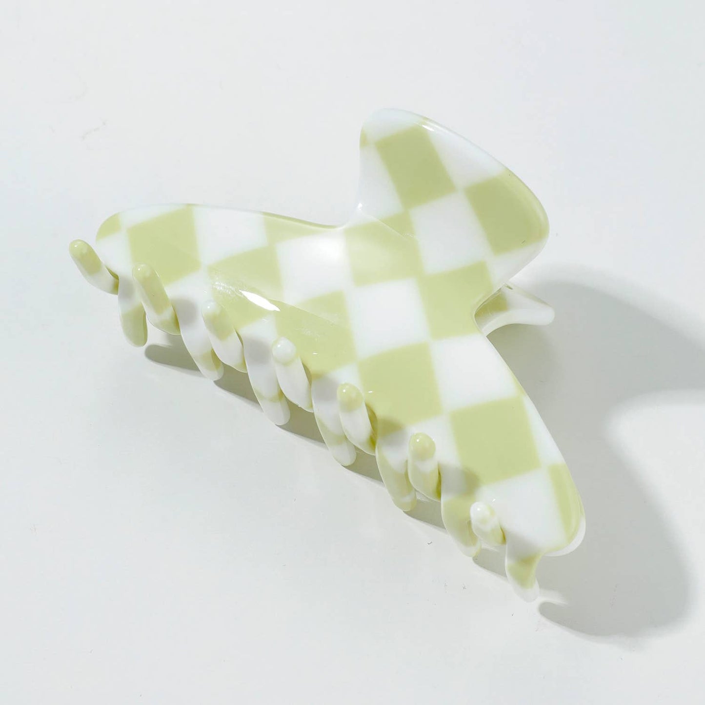 Adorro - Pistachio & White Checkered Claw Clips (small)
