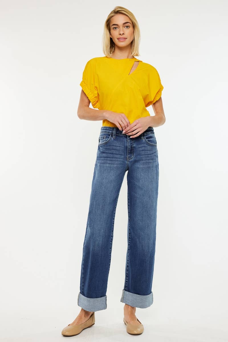 Kan Can USA HIGH RISE SLIM STRAIGHT/WIDE JEANS