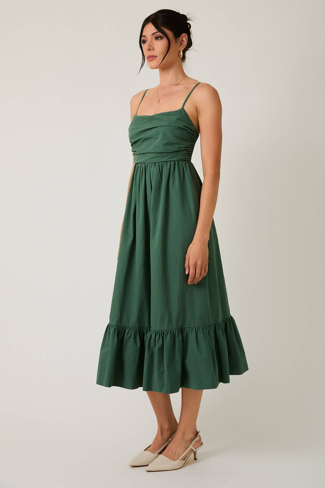 Sunday Edition by LE LIS - SLEEVELESS SHIRRING TOP TIERED MIDI DRESS