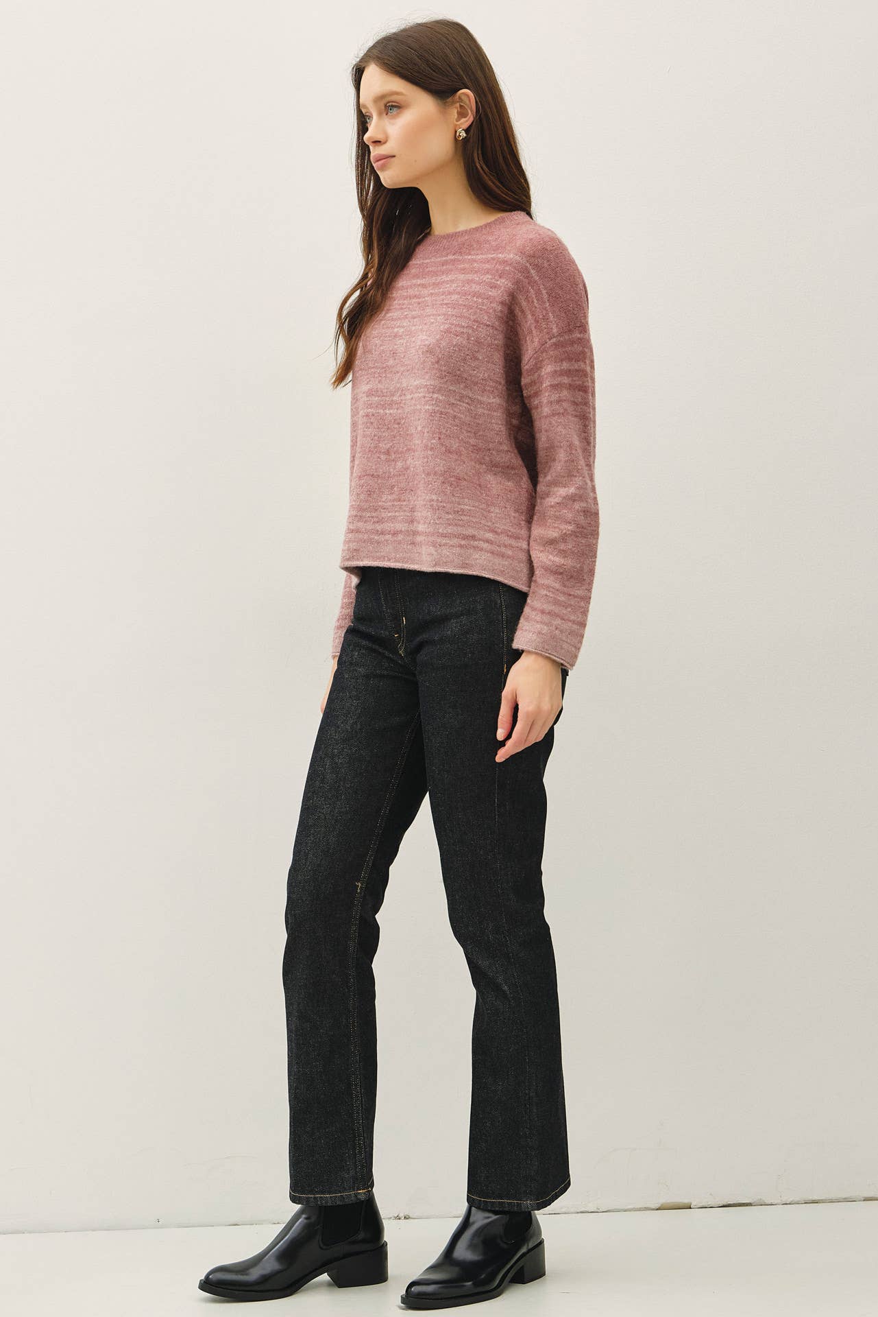 Be Cool - GRADIANT TONE STRIPED BOXY CUT SWEATER TOP