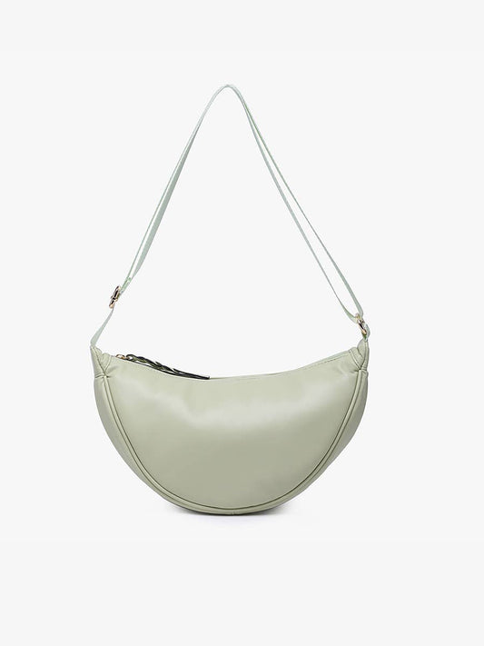 Jen & Co.  Rosalie Small Banana Sling Bag w/ Braided Zipper