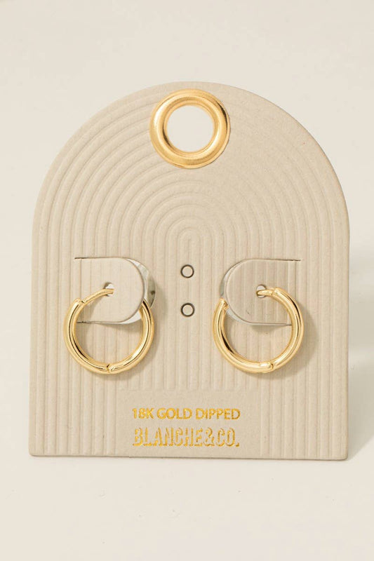 Fame Accessories - Gold Dipped Simple Hinge Hoop Earrings
