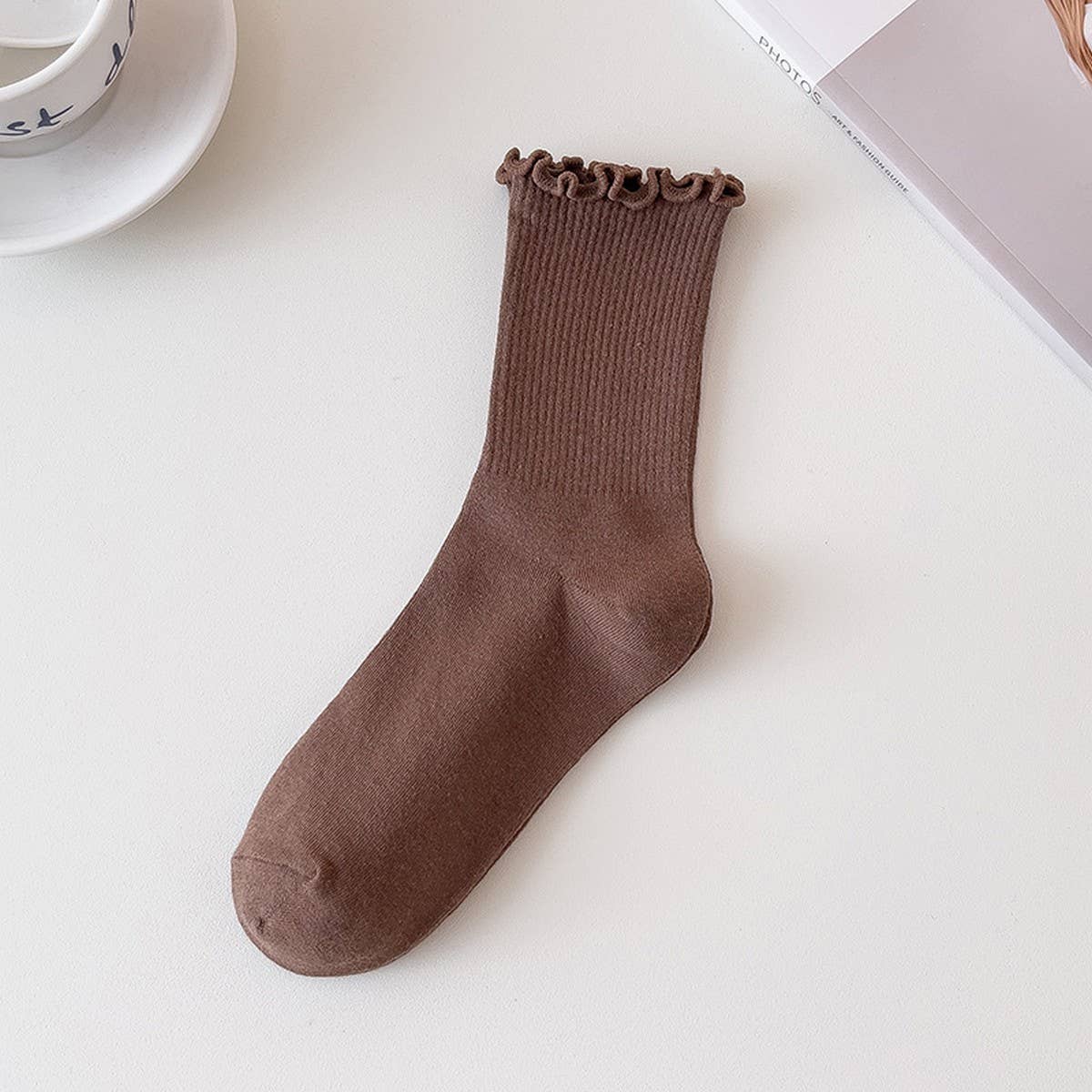 ACCITY - RUFFLE TOP MID-CALF WOMEN'S SOCKS