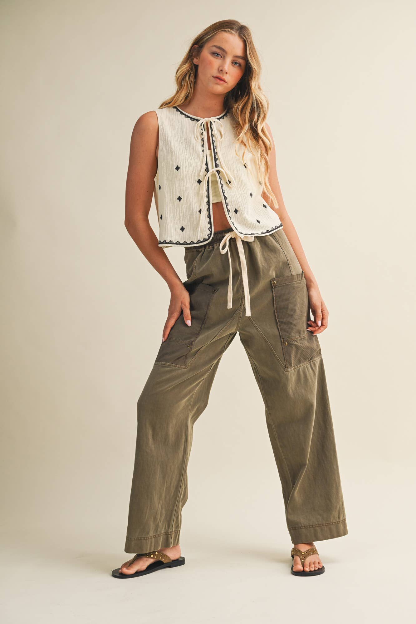 Mustard Seed - SIDE POCKET WIDE PANTS