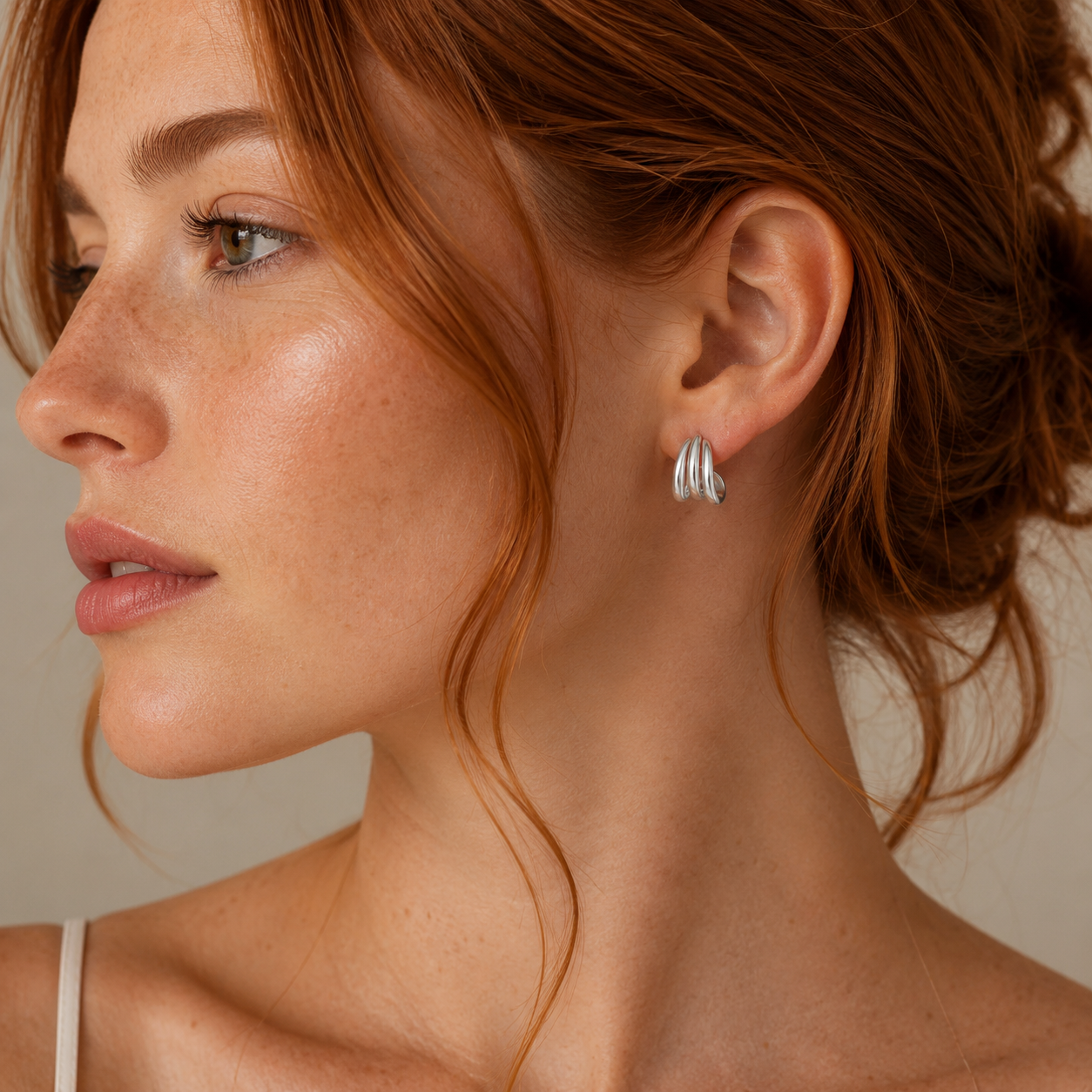 JaxKelly - Silver Three Hoop Huggie - Earring