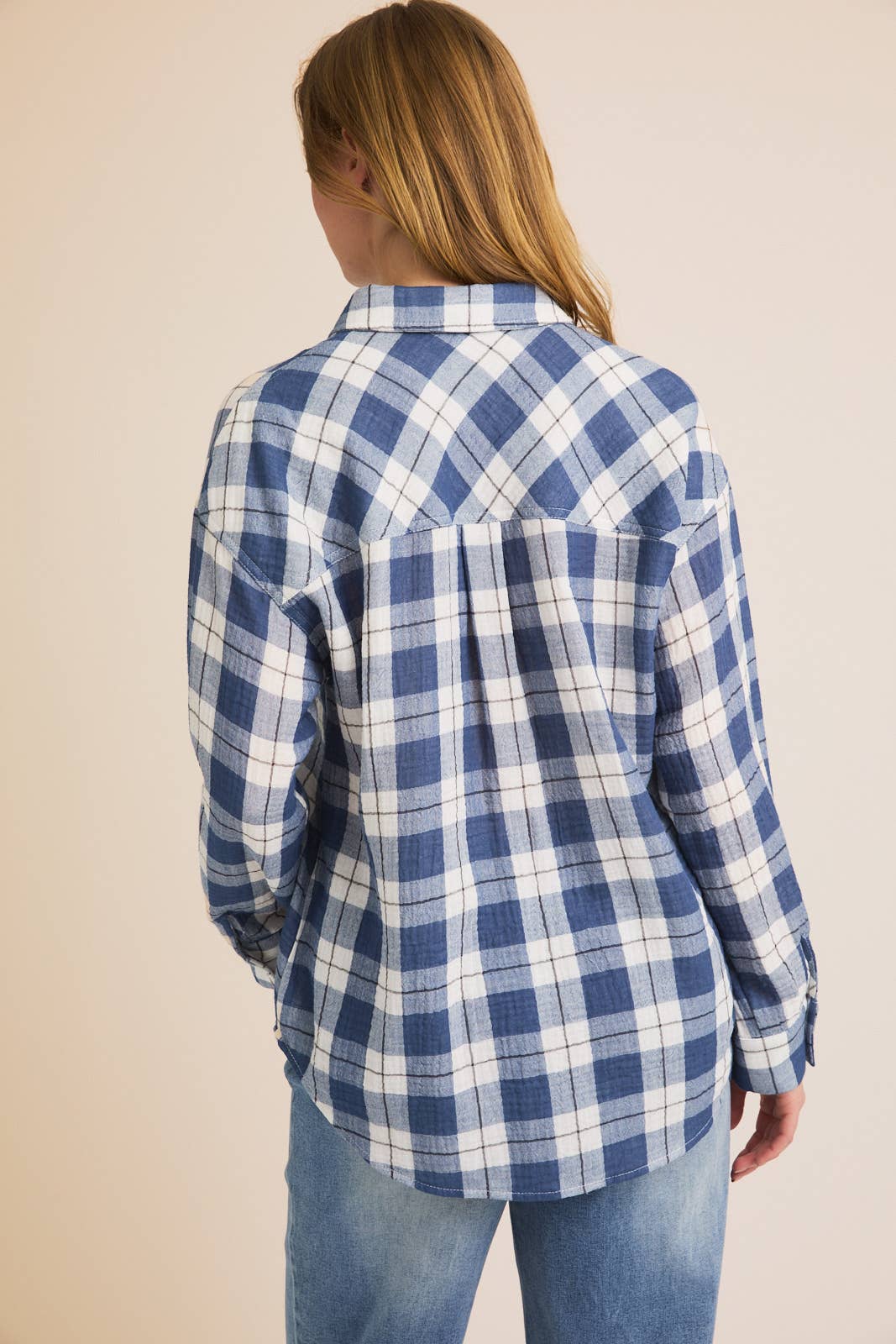 GILLI - OVERSIZE DOUBLE GAUZE PLAID SHIRT