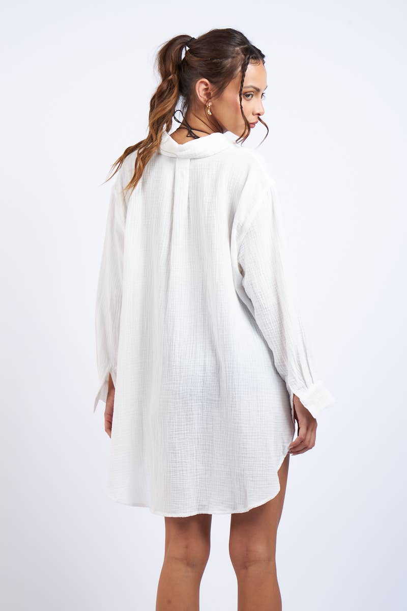 Sky to Moon - OVERSIZED SOLID COLOR COVER-UP COLLAR SHIRT
