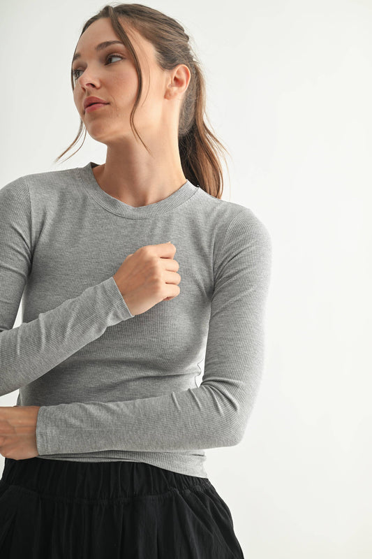 Mono B - Essential Long-Sleeved Micro-Ribbed Athleisure Top