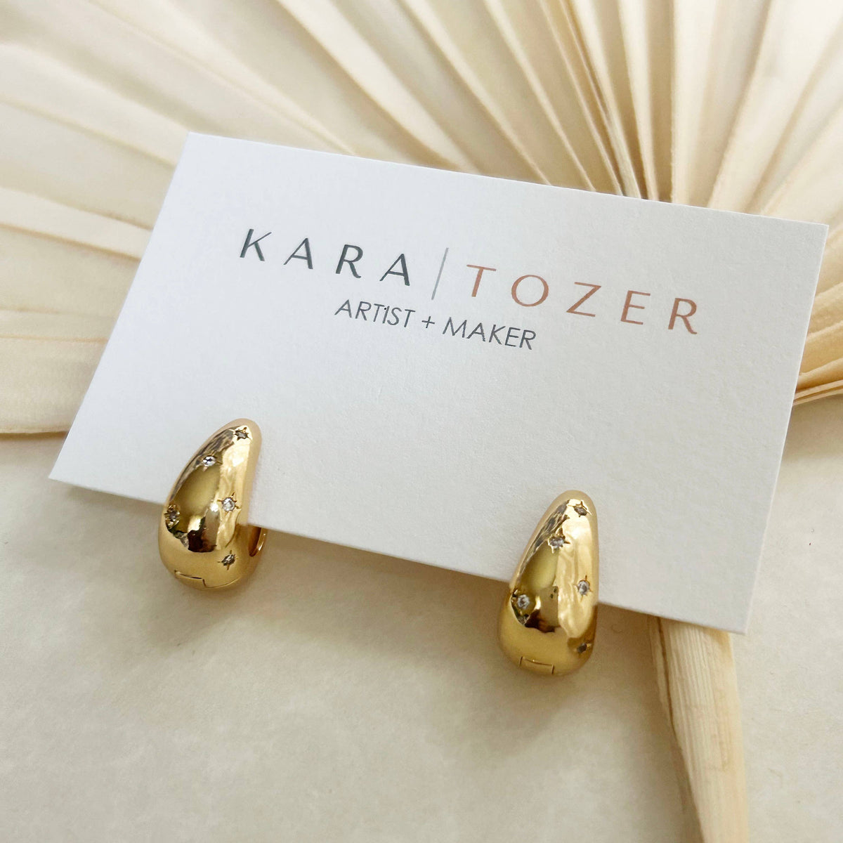 KARA | TOZER - Gold Star Lined Holiday Hoops
