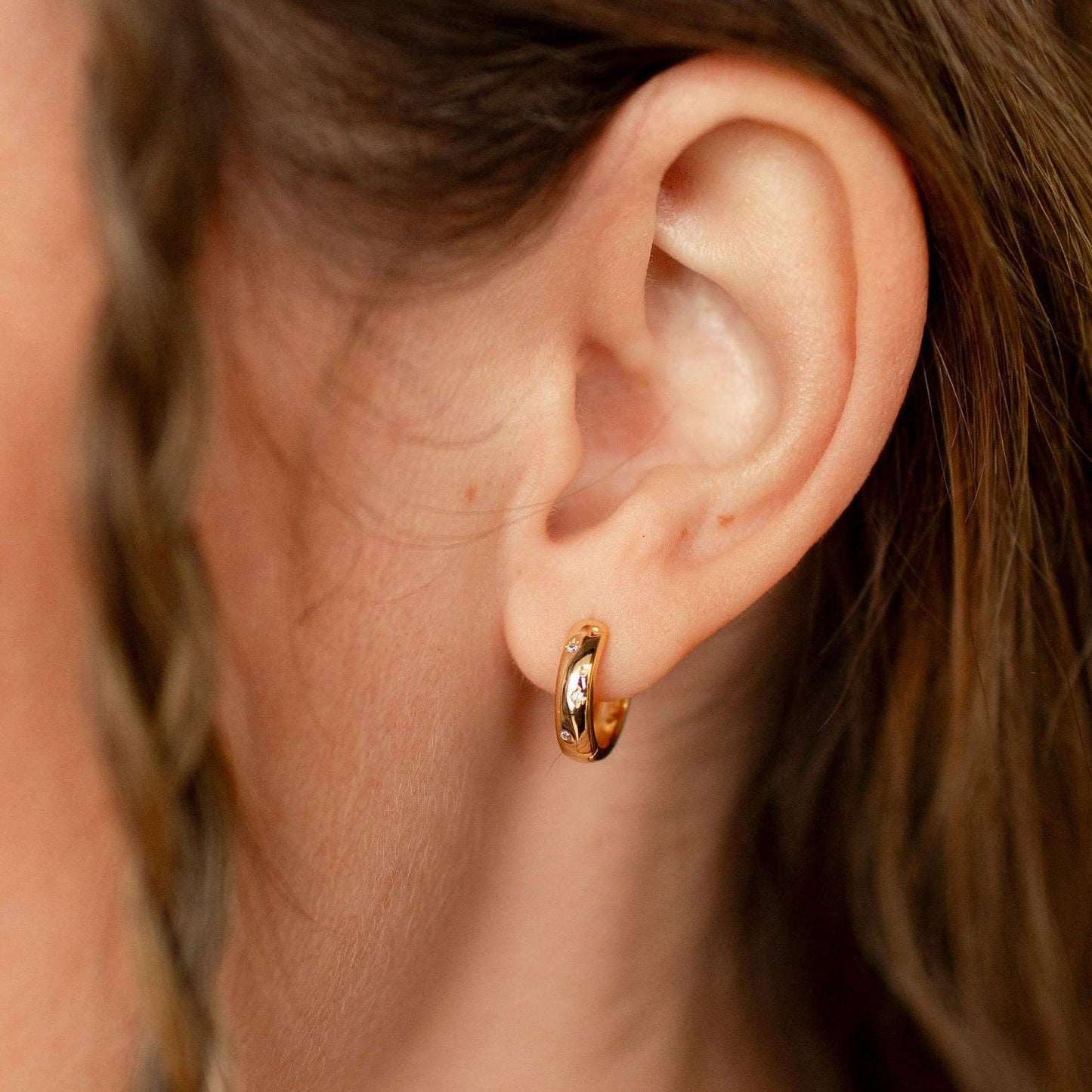 Mauve Jewelry Co. - Charli Diamond & Gold Polka Dot Hoops