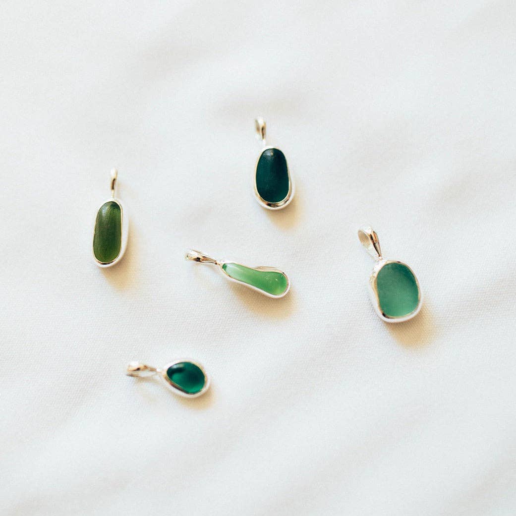 The Salty Gem - Green Sea Glass Necklace (Handmade)