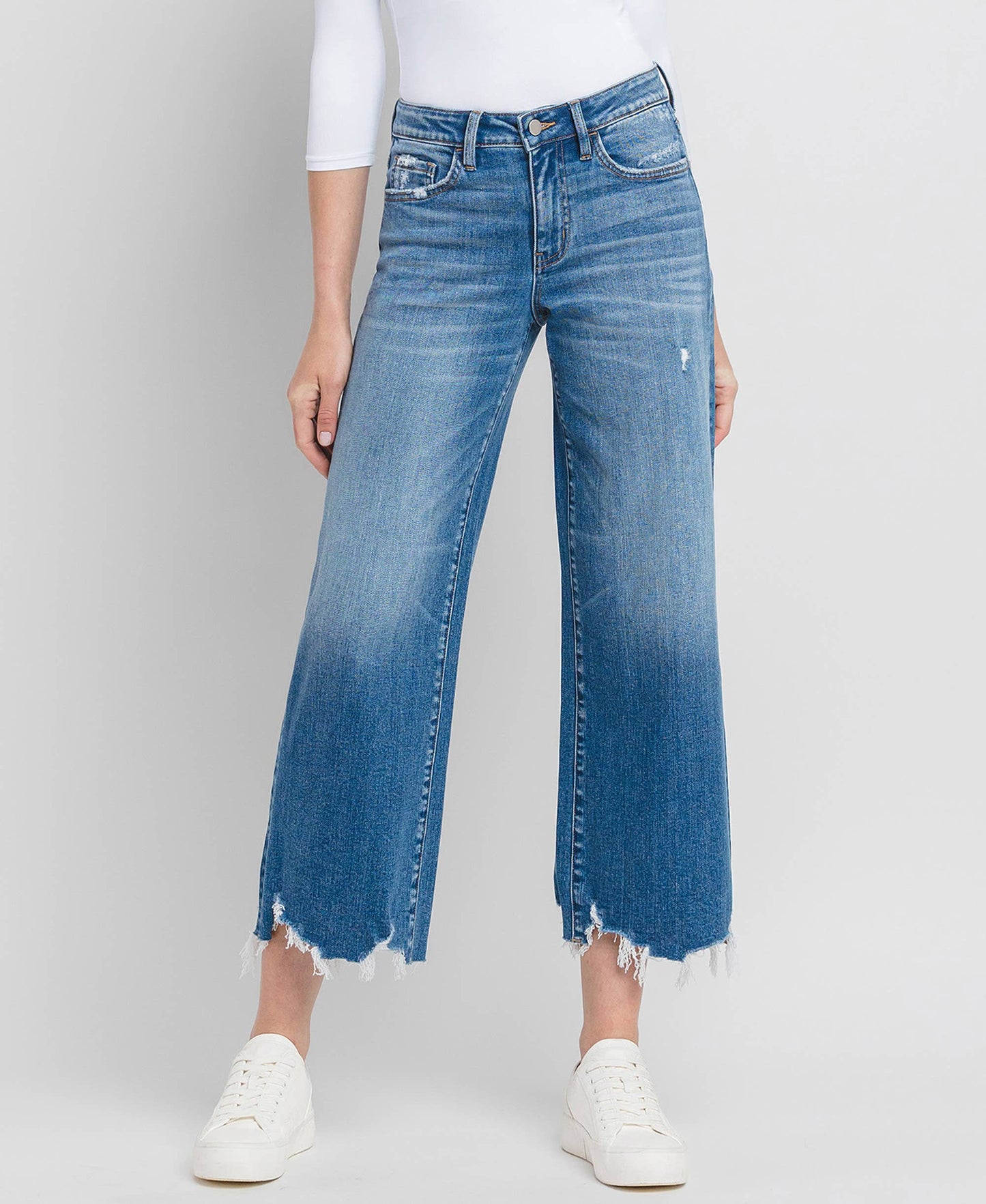 FLYING MONKEY - HIGH RISE CROP WIDE LEG JEANS