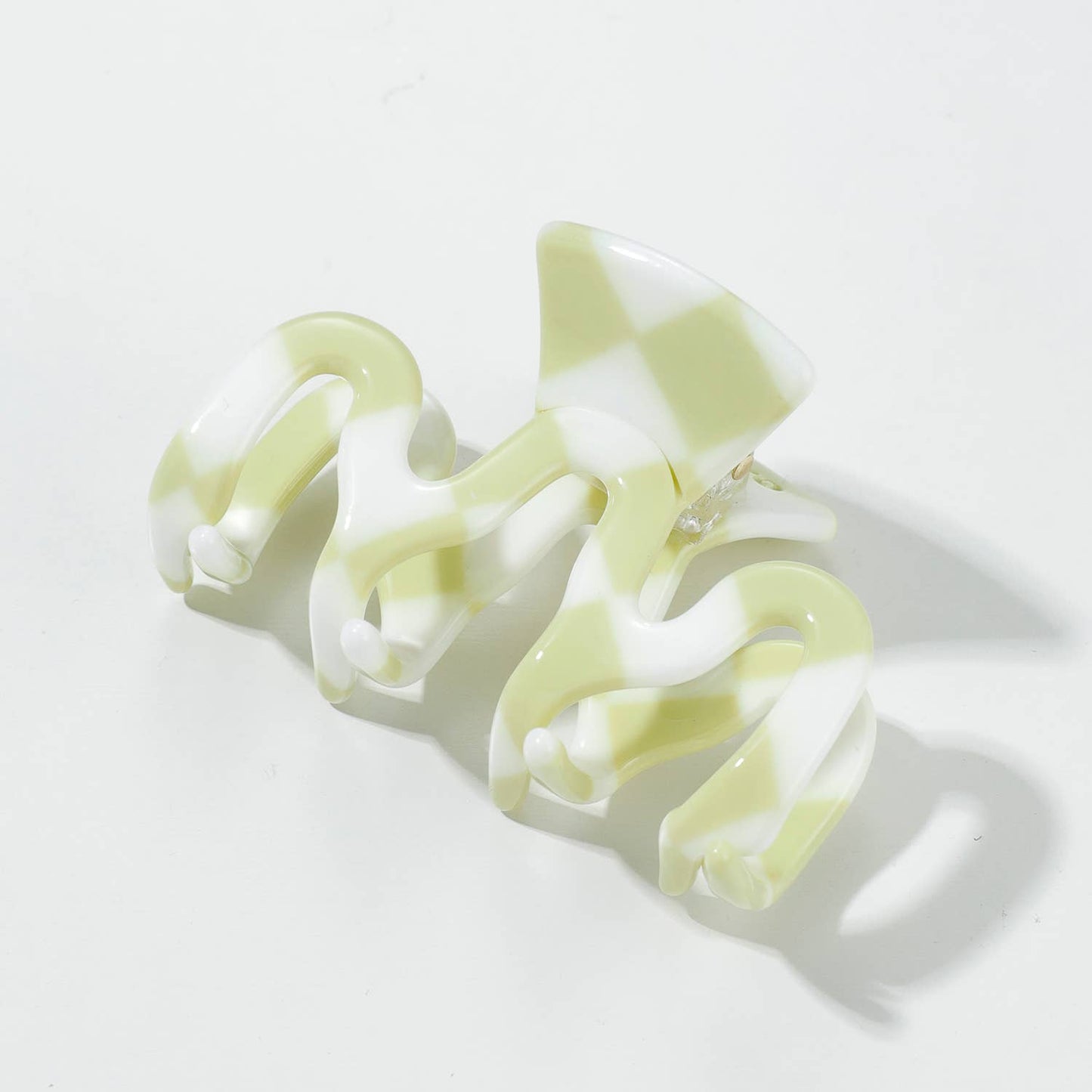 Adorro - Pistachio & White Checkered Claw Clips (small)