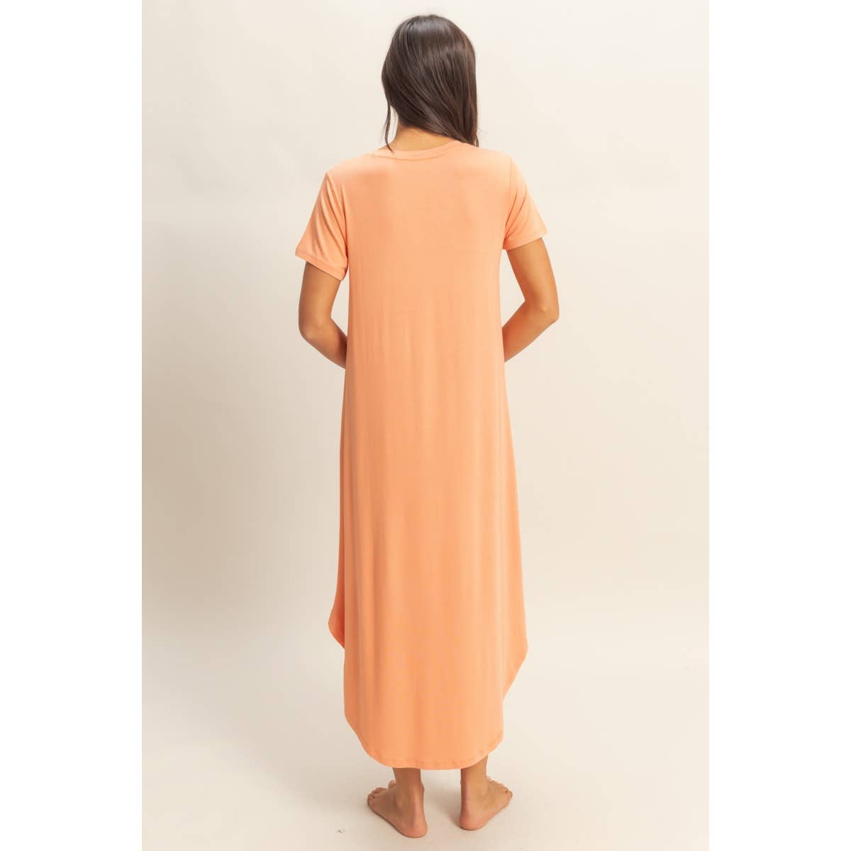 HYFVE-V-Neck Short Sleeve Midi Dress