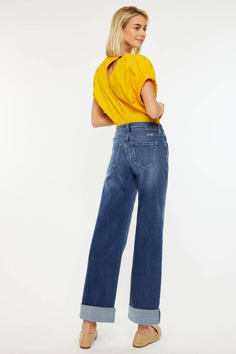 Kan Can USA HIGH RISE SLIM STRAIGHT/WIDE JEANS