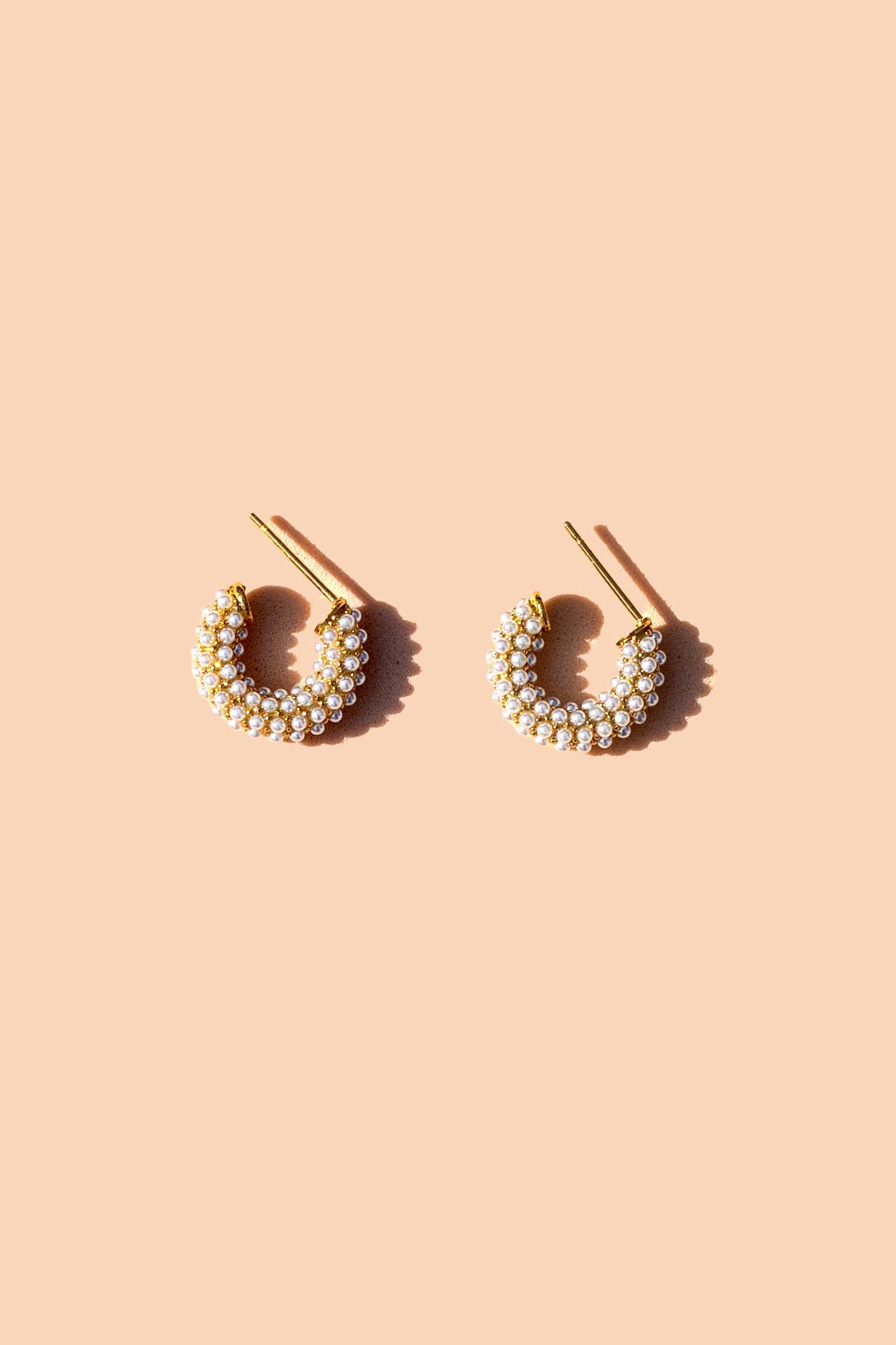 Peter and June - Pearl Mini Dot Hoops - 18K Gold Plated